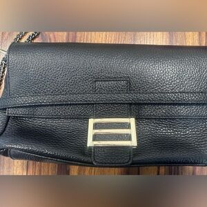 Divina Firenze Italian Leather Black Crossbody Chain Bag